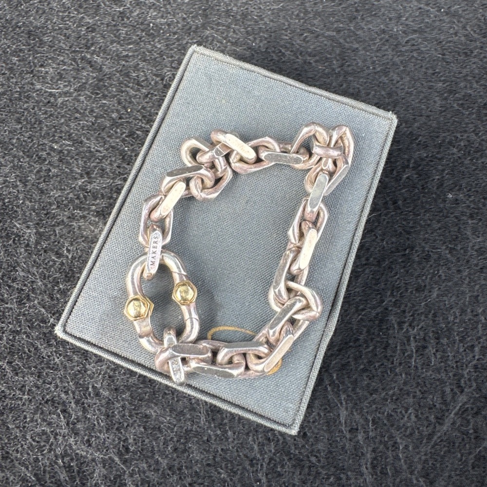 Tiffany & Co. Makers Sterling Silver & 18K Gold Link Bracelet